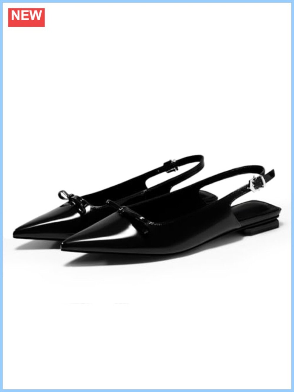 Coutgo Womens Slingback Flats Pointed Toe Bow Ballet Low Heel Work Shoes